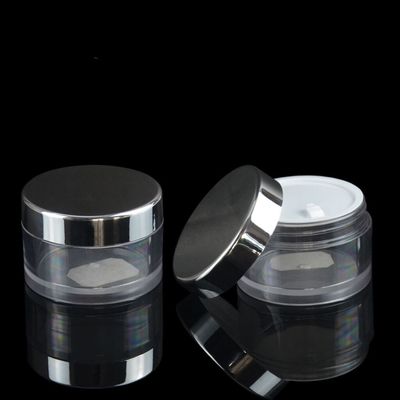 Dostosowany 30 ml 50 ml PETG Cosmetics Pusty słoik z galwanizowaną pokrywką